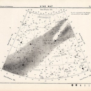 ca. 1892 STAR MAP 53 • original antik Druck • Astronomie Druck • himmlischen Druck • Konstellation Druck • Stern-Diagramm • himmlische Dekor