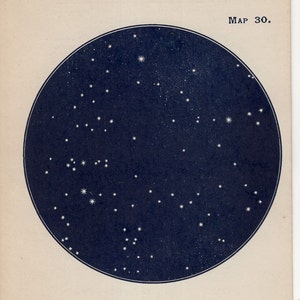 1910 mini constellation figures original antique celestial astronomy print -  map 30