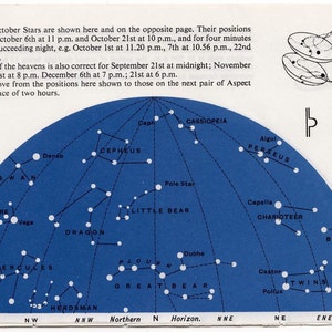1961 年頃 天秤座星図リトグラフ • オリジナル ビンテージ プリント • 天体天文学リトグラフ - 10 月と 9 月