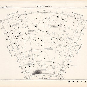 ca. 1892 STAR MAP 65 • original antik Druck • Astronomie Druck • himmlischen Druck • Konstellation Druck • Stern-Diagramm • himmlische Dekor