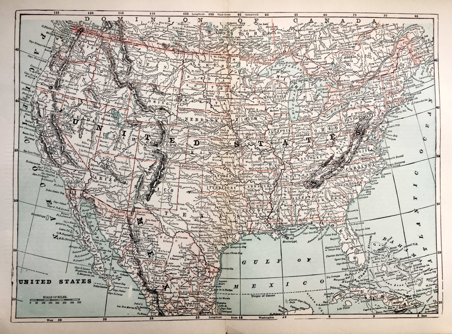 C. 1910 UNITED STATES of AMERICA Map - Original Antique Print - Maps of ...