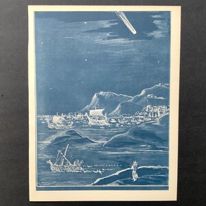c. 1948 COMET IN 975 A.D. print • original vintage print • celestial print • historical astronomy print • seen over England