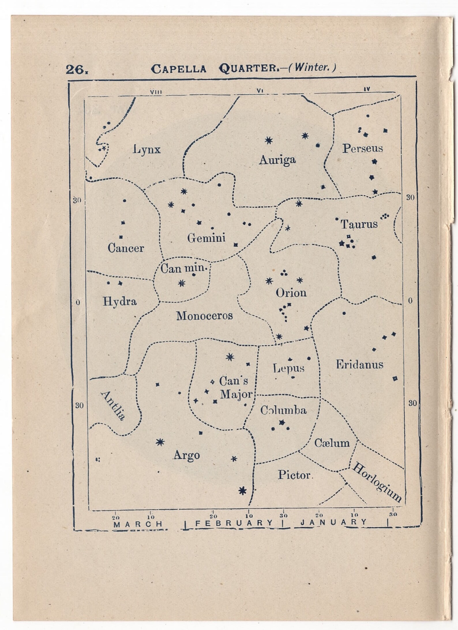 1944 CAPELLA QUARTER Winter CONSTELLATION Stars Lithograph Etsy