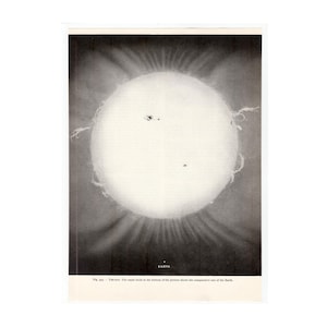 c. 1959 THE SUN lithograph • original vintage lithograph • astronomy print • Solar System print - solar prominences print