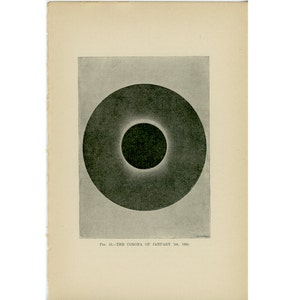 c. 1897 SUN CORONA lithograph • original antique print • celestial astronomy print - total solar eclipse