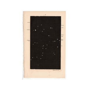 RARE ! c. Carte des étoiles, gravure de 1857 • gravure ancienne originale • gravure d'astronomie • gravure céleste • Constellation Poissons Cetus • étoiles