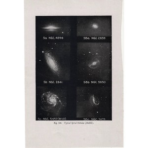 ca. 1946 SPIRAL NEBULAE Druck • original Vintage Druck • Astronomie Druck • Himmeldruck • vom Hubble-Teleskop genommen