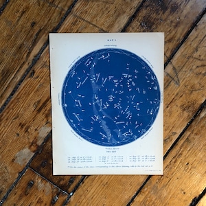 c 1878 - LITografía DE CONSTELLATIONS STAR MAP - impresión astronóstrera antigua - impresión de estrella del zodiaco - carta celeste de la vía lechosa - Agosto y julio