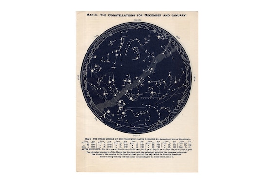 C. 1955 - December January & February Star Map C. 1955 - December January & February Star Map