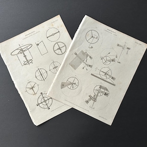 May include: Two vintage technical diagrams on aged paper, featuring detailed illustrations of clock mechanisms. The diagrams, titled "Horology: Compensation Balances," showcase various components and designs in black and white, set against a dark background.