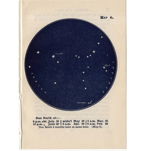 c. 1948 PERSEUS CONSTELLATION STARS lithographie - mini carte des constellations - tirage vintage original - astronomie céleste - n° 6
