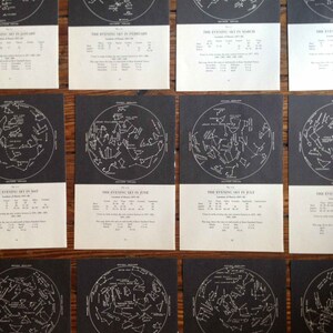 CONSTELLATION CALENDAR Set of 12 Monthly Celestial Star Maps Original ...