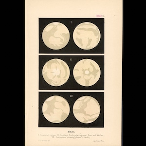 H. 1868 PLANETEN MARS Lithographie • Astronomie • Sonnensystem • Planeten •