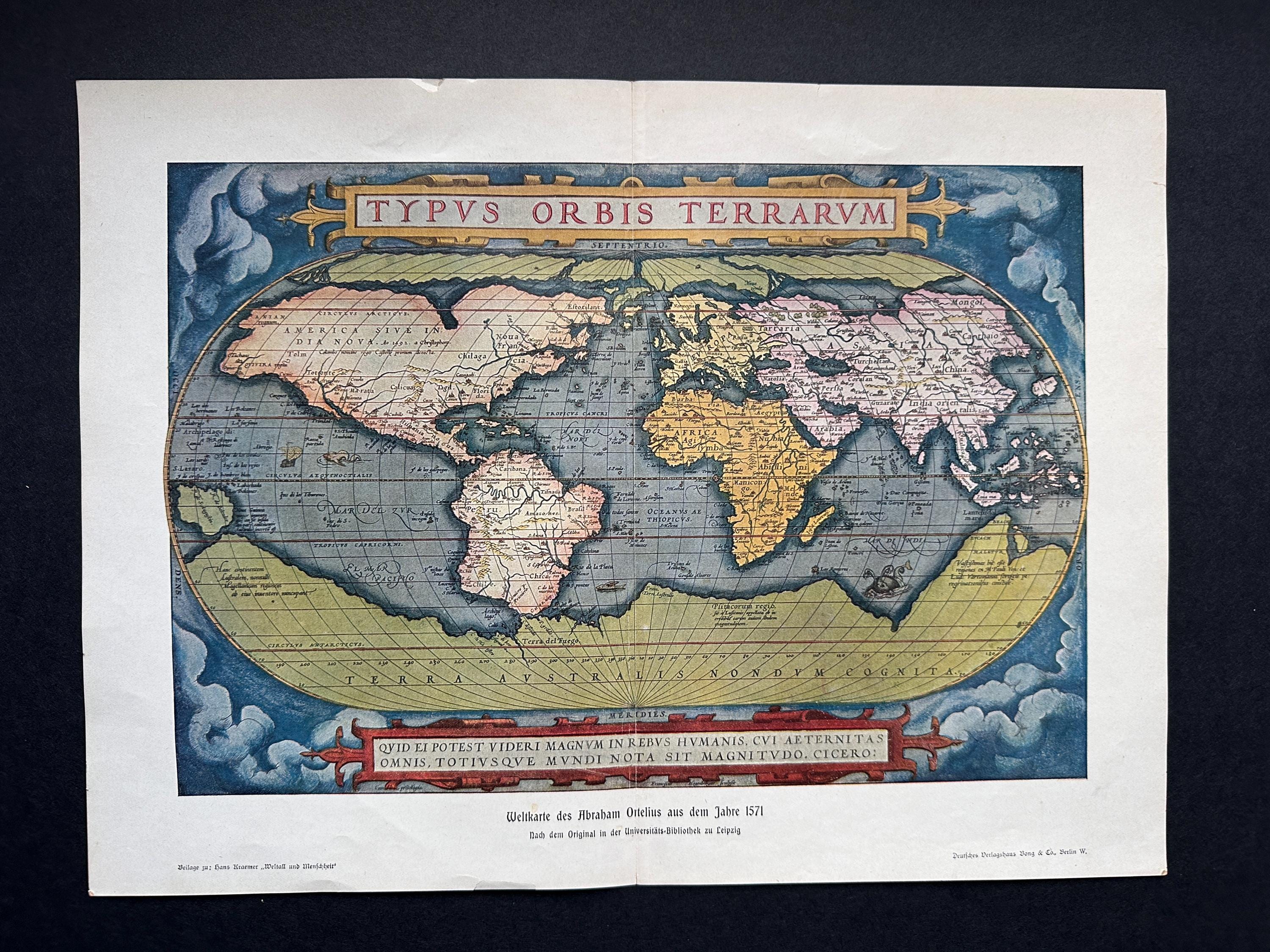 世界地図　OLD MAPS　Edition teNeues1990 C. 1900 WORLD MAP Lithograph - Original Antique Print - View of