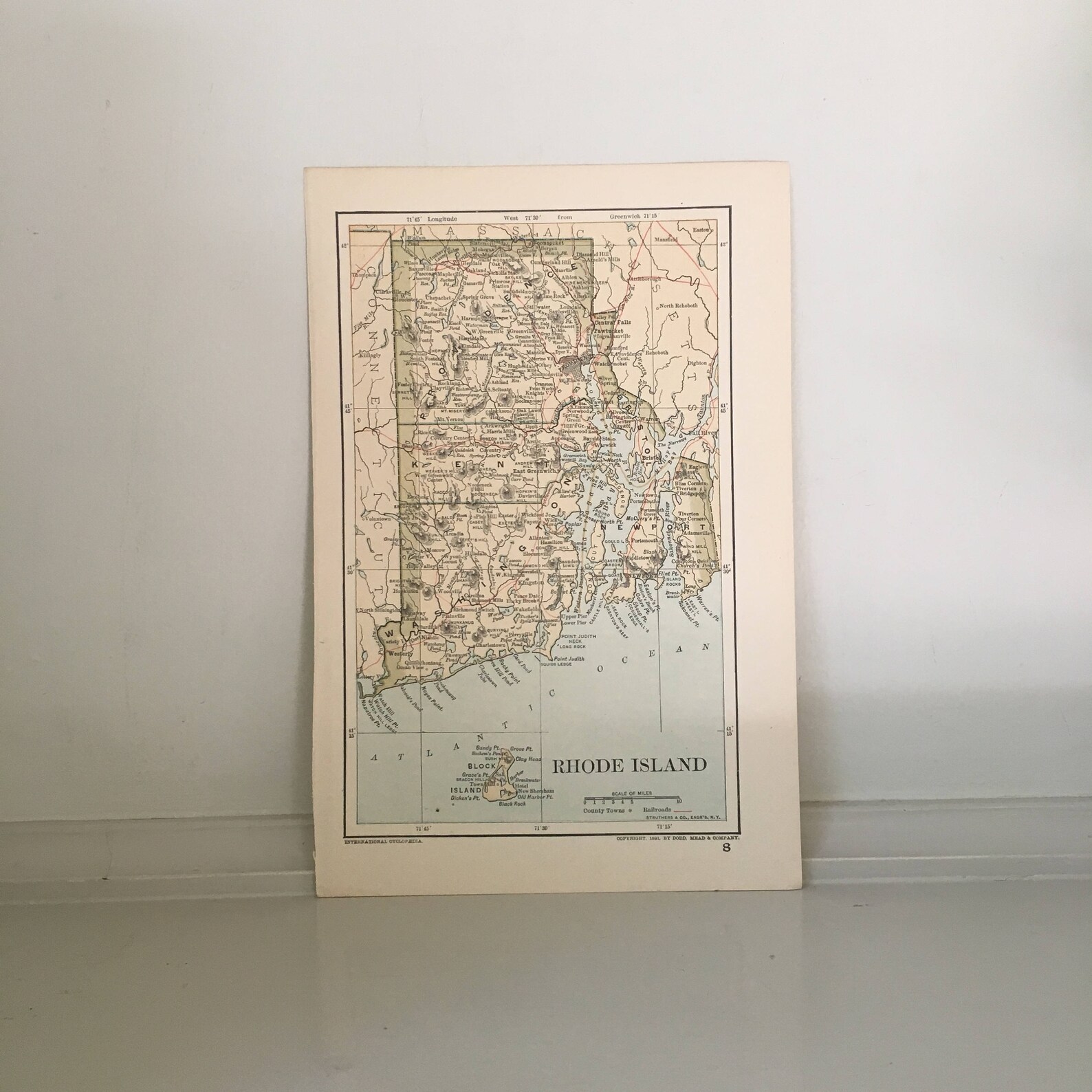 RHODE ISLAND MAP C. 1893 - Antique Lithograph - Maps of the United ...