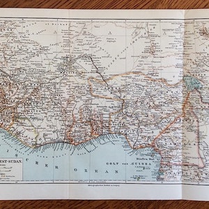 1894 WEST AFRICA map original antique map cartography lithograph print from 1894 - globe atlas plan chart - SUDAN Guinea