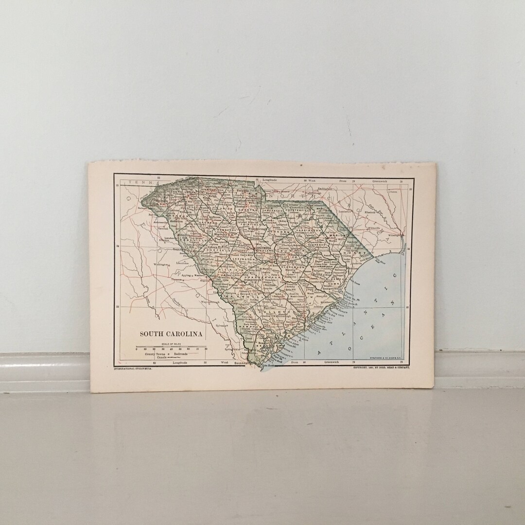 SOUTH CAROLINA MAP C. 1893 - Antique Lithograph - Maps of the United ...