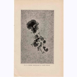 c. 1891 SOLAR SURFACE print • original antique print • astronomy print • The Sun print • celestial print • sun spots print • solar flares