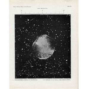 ca. 1955 NEBULA DUMB BELL in Vulpecula • original antiken Druck • himmlischen Druck • Astronomie Druck • Konstellation Druck