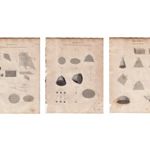 c 1819 MECHANICS engravings - set of 3 original antique prints • science print - technology prints - pressure  rotation oscillation gravity