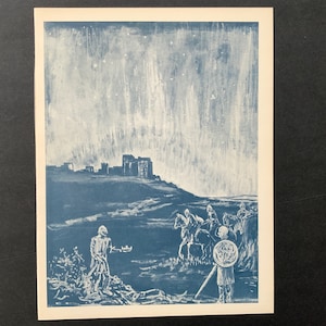 c. 1948 NORTHERN LIGHTS OF 926 ad. lithograph • original vintage print • celestial print • historical astronomy print • seen in Scotland