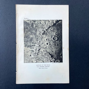 c. 1891 ANTIQUE MOON CRATER lithograph • original antique print • celestial print • astronomy print • lunar landscape • Crater