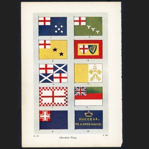 c. 1926 FLAG lithograph • original antique print • flags of the World • vexillology prints• National flags • obsolete flags