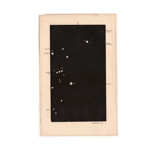 RARE ! c. Carte des étoiles, gravure de 1857 • gravure ancienne originale • gravure d'astronomie • gravure céleste • Constellation Orion Pléiades Taureau • étoiles