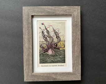 Kraken Attack 5x7 Nautical Sea Monster Fine Art Wall Print - by