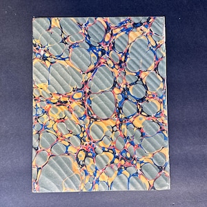 ANTIQUE MARBLED PAPER c. 18C • hand made marbled end papers - original antique decorative papers •  8.25 x 10.75&quot;