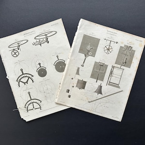 HOROLOGY engravings c. 1813 • set of 2 original antique prints • Chronometry time • clock making • horologist • clockmaker • escapements