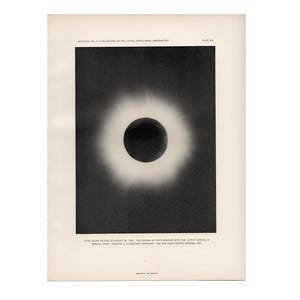 Antiktryck av TOTAL SOLFÖRMÖRKELSE ca 1924 • originallitografi • tryck av total förmörkelse • tryck av solen • astronomitryck • solprotuberanser