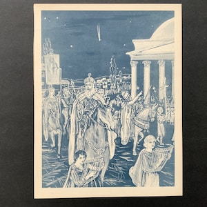 c. 1948 CHRISTMAS COMET of 800 ad. lithograph • original vintage print • celestial print • historical astronomy print • seen over Rome