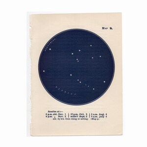 c. 1948 ESTRELLAS DE LA CONSTELACIÓN DE PEGASO litografía - mini mapa de constelaciones - impresión vintage original - astronomía celestial - andrómeda n.º 9