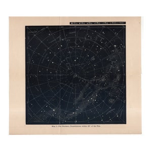 c. 1893 NORTHERN CONSTELLATIONS Sternenkarte • original antiker Druck • Astronomie Print • Sterndruck • schwarzer Himmelsdruck - Milky Way Galaxy