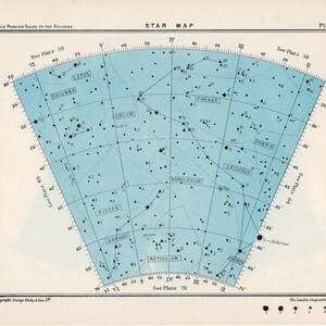 c. 1955 mapa de estrellas 65 constelaciones originales vintage celestial print astronomy chart