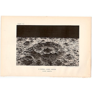 c. 1891 LUNAR CRATER lithograph • original antique print • celestial print • astronomy print • lunar landscape • Moon print • Moon crater