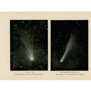 c. 1925 COMET lithograph - original vintage print • astronomy print - Morehouse Comet of 1908 - icy small Solar System body