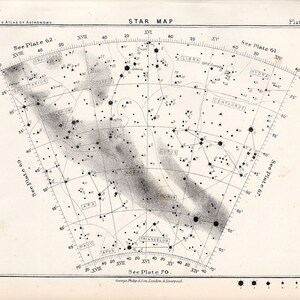 ca. 1892 STAR MAP 68 • original antik Druck • Astronomie Druck • himmlischen Druck • Konstellation Druck • Stern-Diagramm • himmlische Dekor