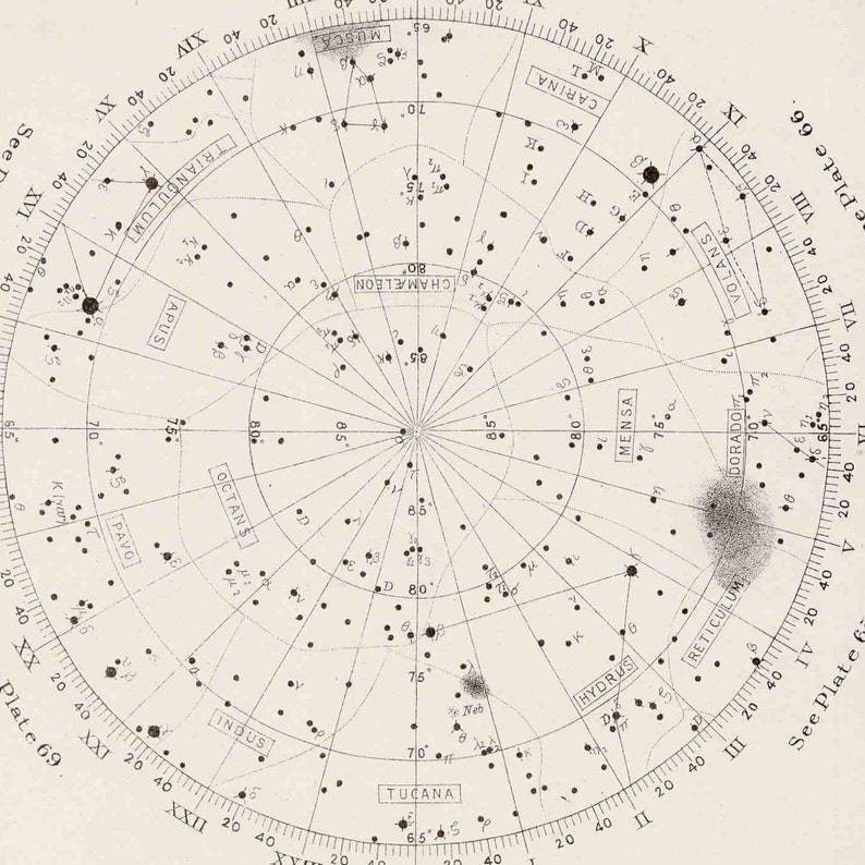 C. 1892 STAR MAP 70 Original Antique PRINT Celestial Print - Etsy