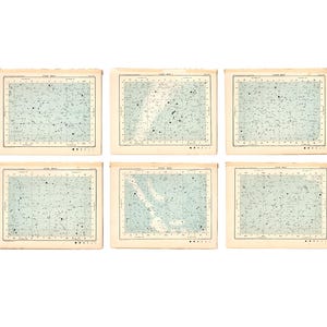 c. 1910 Litografías de MAPAS ESTELARES • conjunto de 6 grabados antiguos originales • grabados celestiales • grabados de constelaciones • grabados de astronomía • mapas estelares