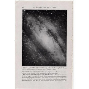 c. 1946 ANDROMEDA NEBULA print original vintage celestial astronomy print central part of the great nebula image 1