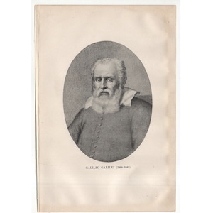 1903 GALILEO GALILEI-afdruk • originele antieke hemelse astronomielithografie - portret van wetenschapper, natuurkundige en wiskundige
