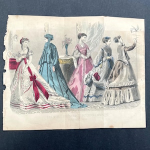 c. 1868 PARISIAN FASHION print • original antique print • fashion illustration • fashion design • historical fashion • 11.5 X 9.25&quot;