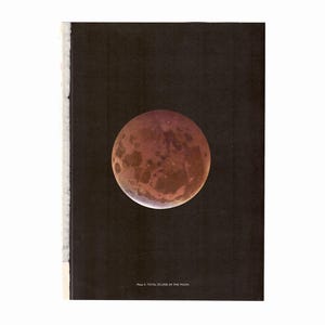 c. 1959 TOTAL LUNAR ECLIPSE print • original vintage print • astronomy print • solar system print - full moon print - lunar art • blood moon