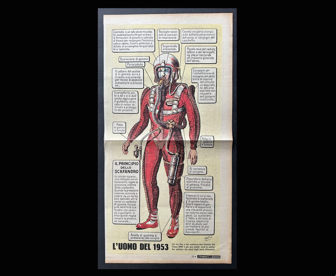 DEEP SEA DIVER Print C.1953 • Original Antique Print • Italian ...