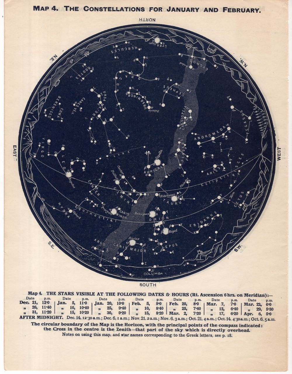 C. 1955 - December January & February Star Map C. 1955 - December January & February Star Map