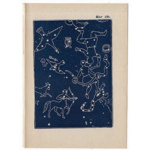 1944 VEGA QUARTER verano CONSTELLATION estrellas litografía - mini mapa de constelación - impresión vintage original - astronomía celeste - no 28