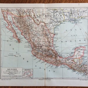 1894 メキシコ アンティーク マップ オリジナル アンティーク 地図作成 リトグラフ プリント 1894 年 - 100 年以上前のガイド アトラス 地球儀 プラン チャート 地図作成