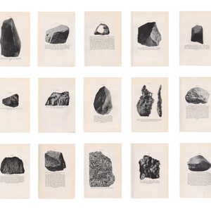 May include: A collection of 15 black and white illustrations of different types of rocks. Each illustration is on a separate page with text describing the rock.